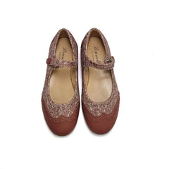 BRUNELLIS Pink Stone Wingtip Mary Jane S24 - GIRLS