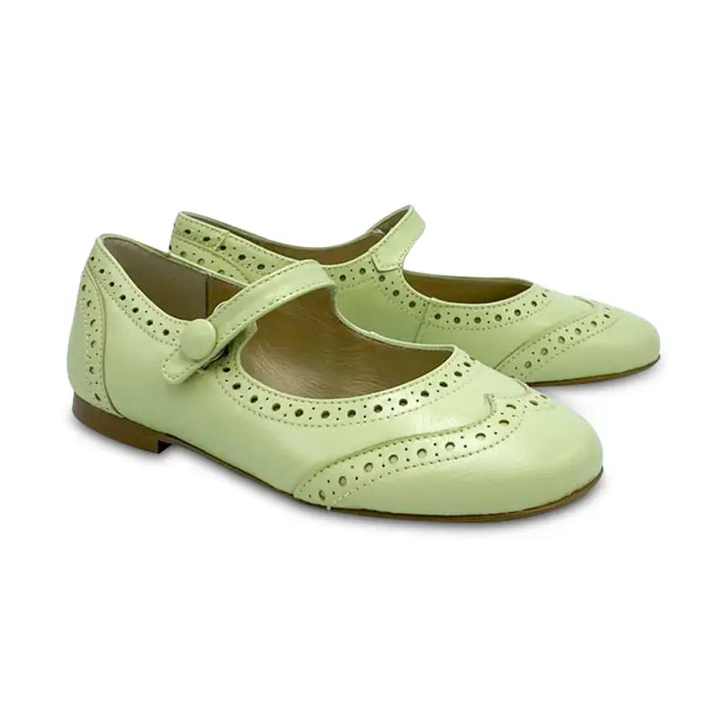 Brunellis pistachio mint green wingtip mary jane s-23 - girls