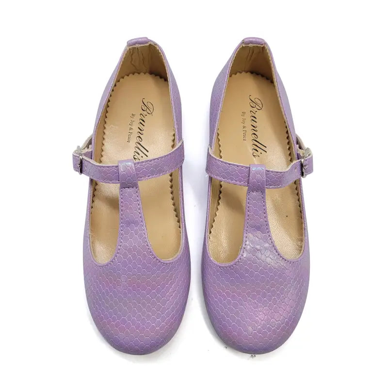 Brunellis purple iridescent t-strap mary jane j143
