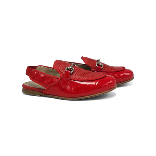 Brunellis red patent basket chain slingback 409 - girls