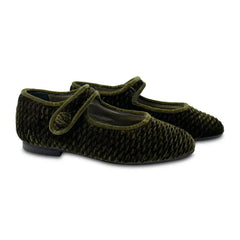 Brunellis seaweed green velvet mary jane sa4007 - pointy mary jane