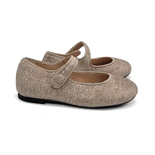 Brunellis Taupe Stone Velvet Mary Jane S-21 - 22 - GIRLS