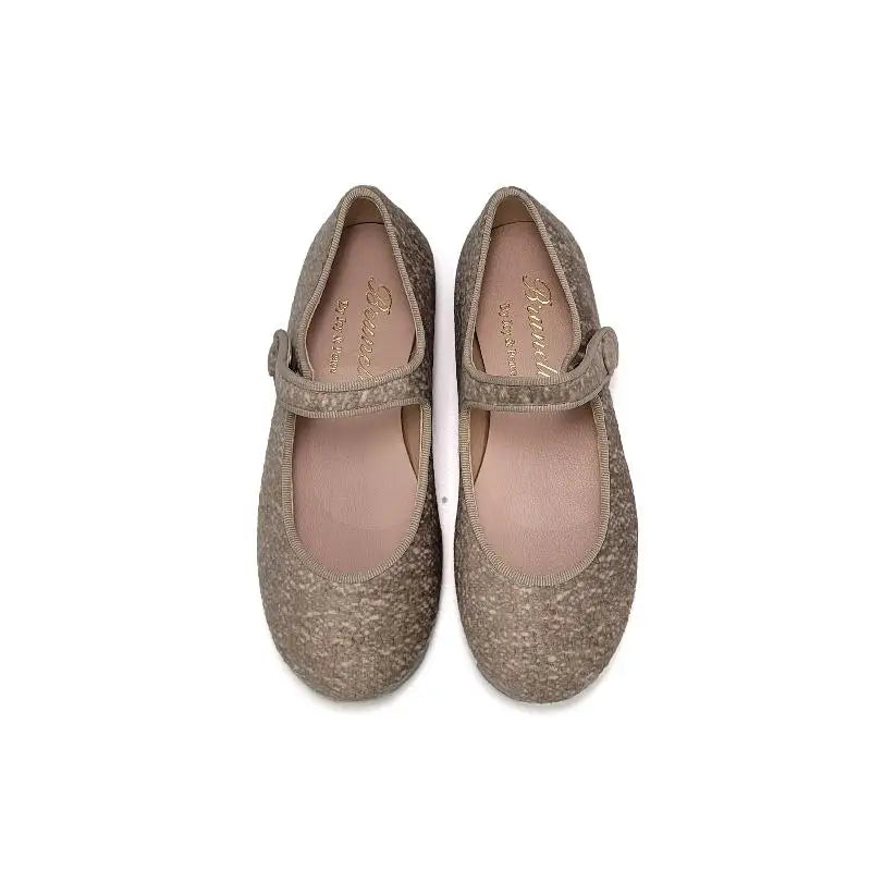 Brunellis Taupe Stone Velvet Mary Jane S-21 - GIRLS