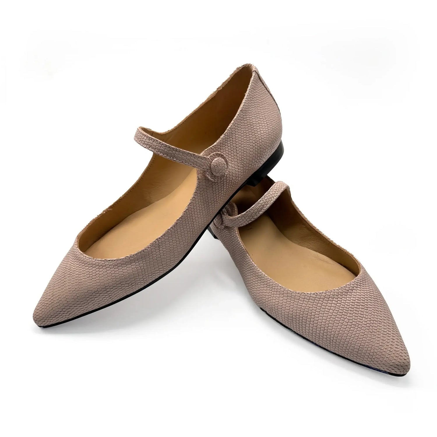 Blush snakeskin pointed mary jane shoes fast shipping