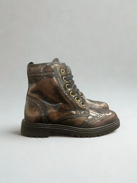 Confetti dark java wingtip bootie 3550 - lace up boot