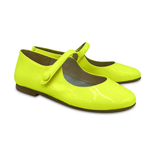 Confetti Neon Yellow Patent Mary Jane for Girls