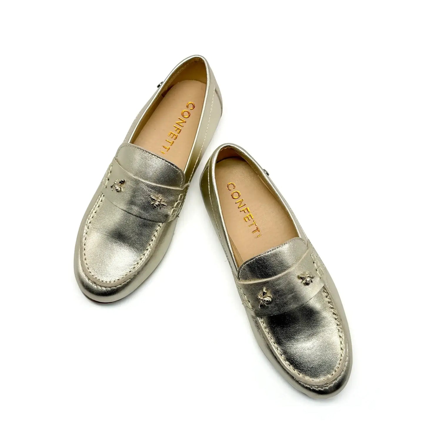 Confetti soft gold dress loafer shoes fast shipping