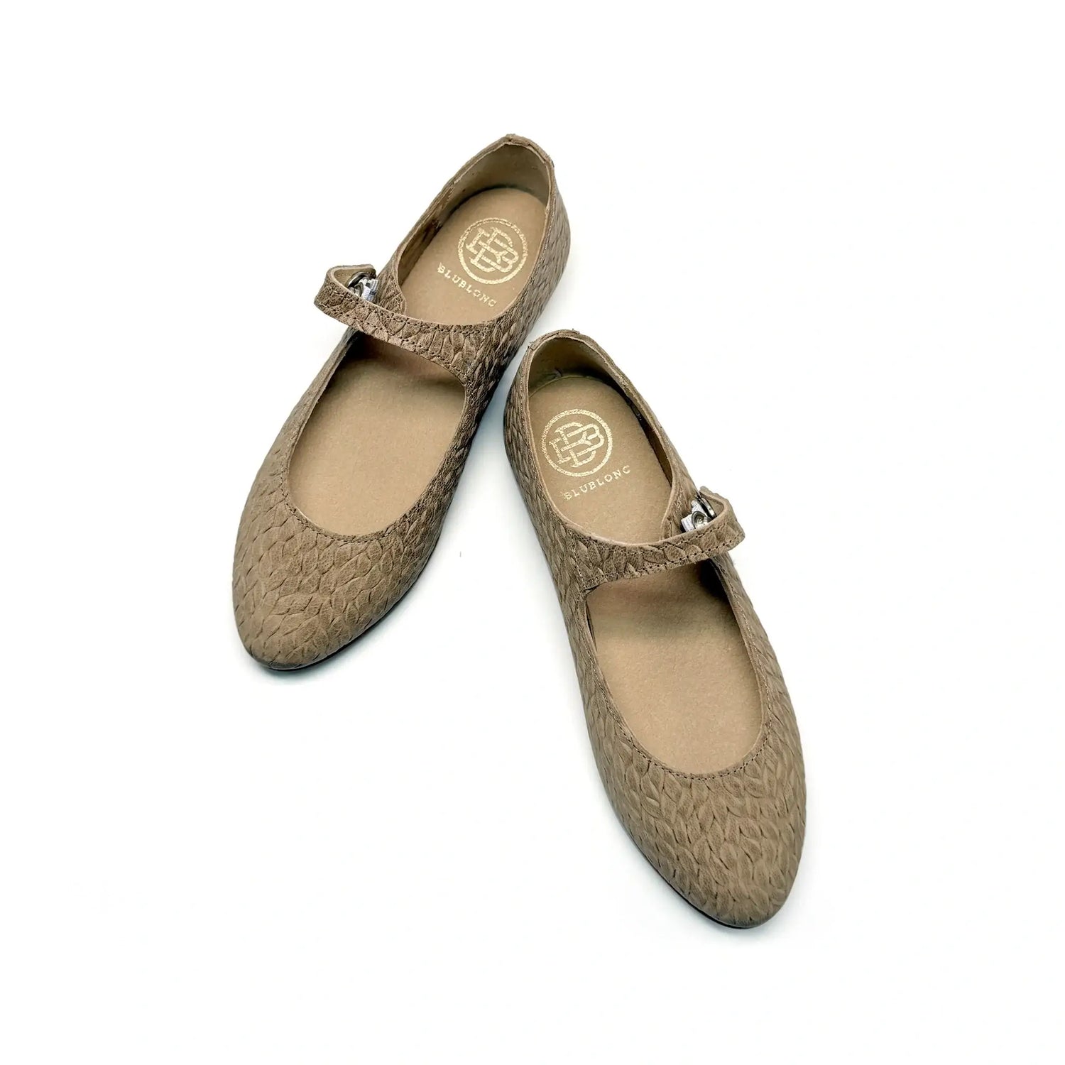 Blublonc calsy taupe mary jane leather shoes fast shipping