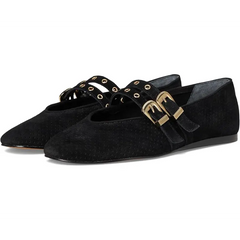 Dolce vita bayle onyx black suede perforated double strap mary jane - teen mary jane