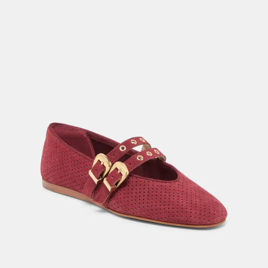 Dolce vita baylee oxblood perforated suede double strap mary jane teen mary jane