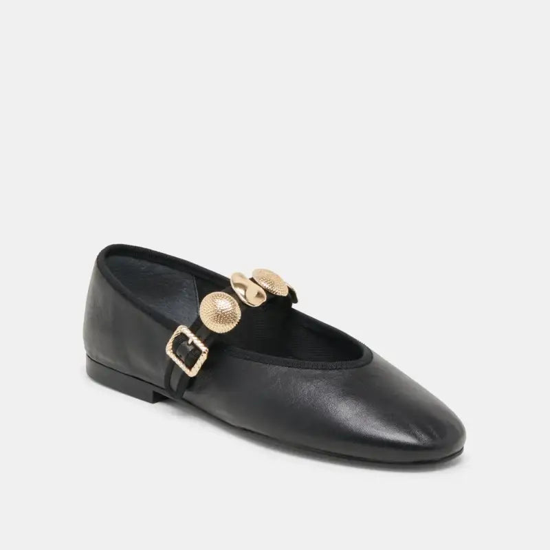 Dolce Vita Relan Black Leather Gold Ornaments Mary Jane
