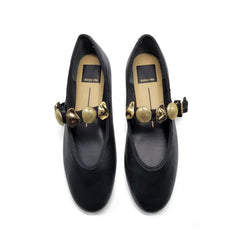 Dolce Vita Relan Black Leather Gold Ornaments Mary Jane