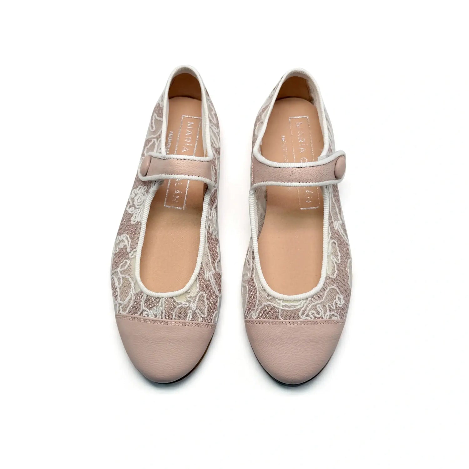 Mauve lace mary jane shoes handmade in spain fast shipping