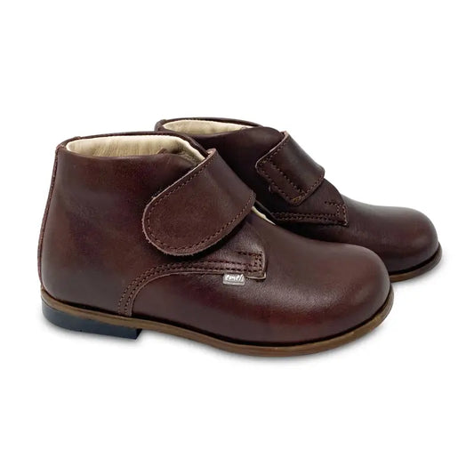 Emel Espresso Brown Velcro Bootie - FIRST WALKER