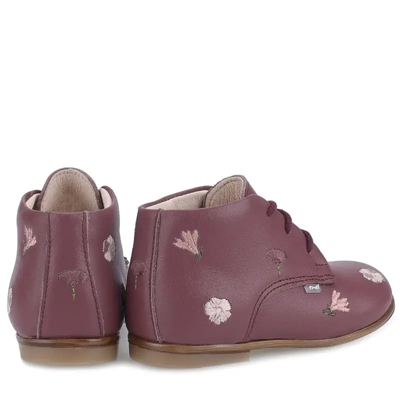 Emel Plum Embroidery Toddler Bootie E1426 - FIRST WALKER