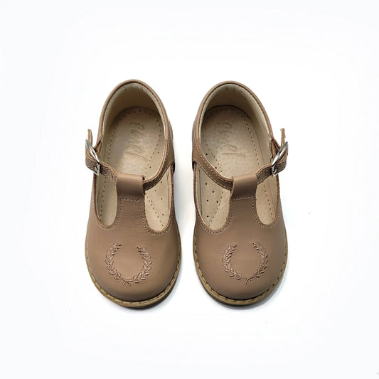Emel stone taupe first walker t-strap shoes fast shipping