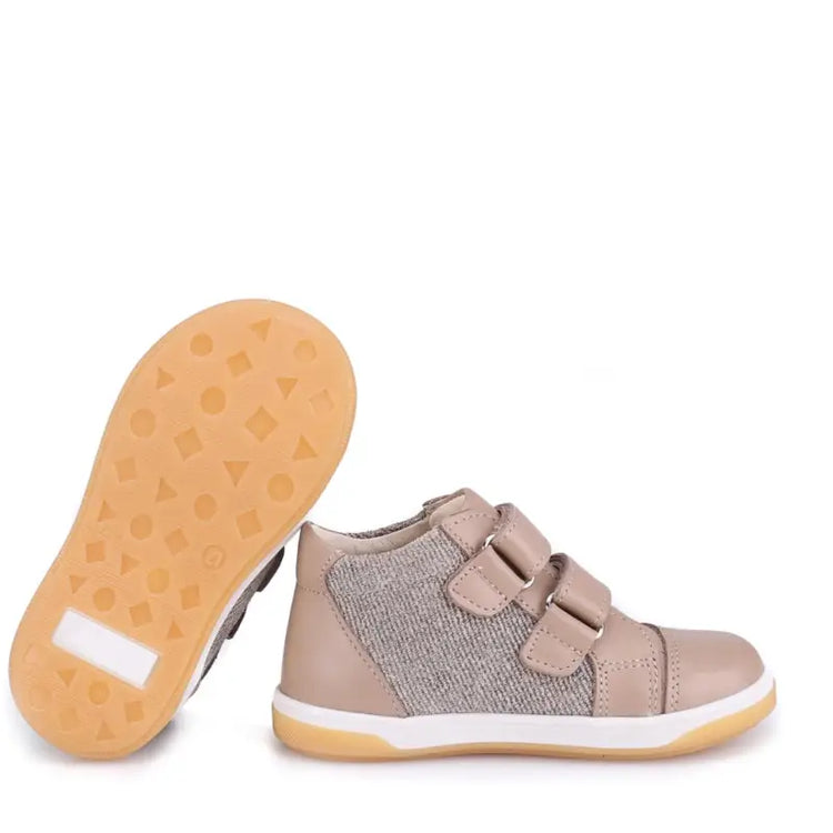 Emel Stone Taupe Velcro Sneaker 2675 - FIRST WALKER