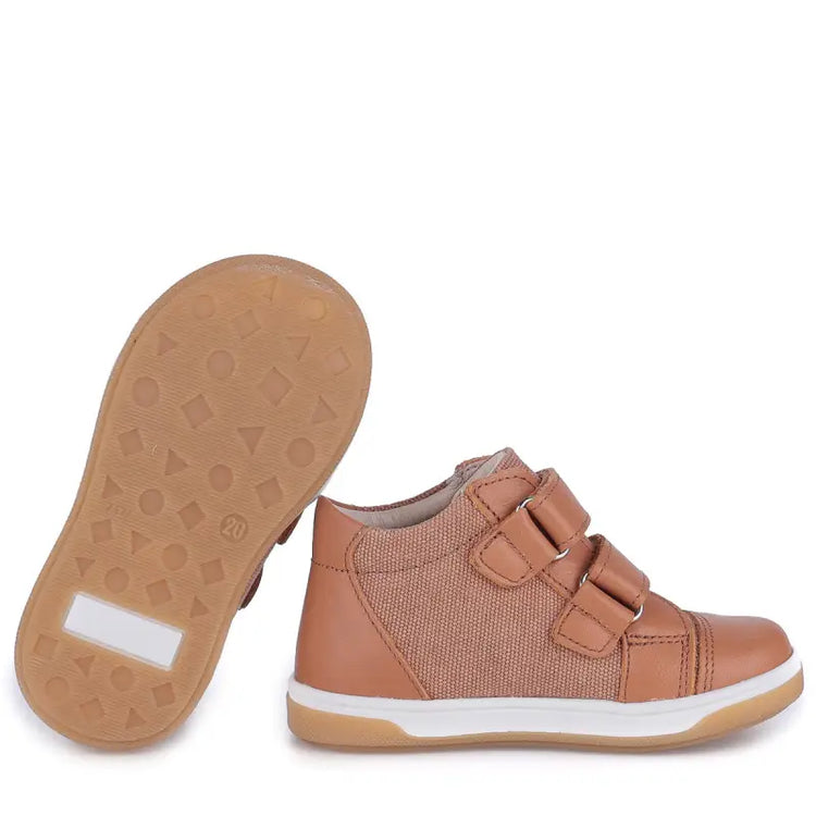 Emel Tan Canvas Velcro Toddler Sneaker 2675 - FIRST WALKER