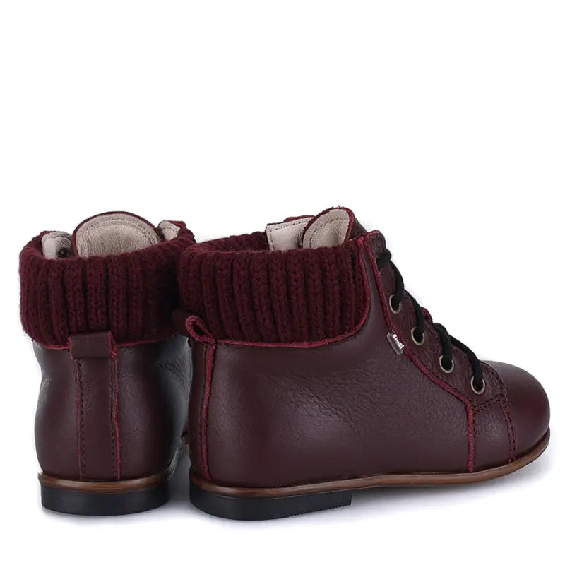 Emel Wine Leather Sweater Toddler Bootie 1430 - FIRST WALKER