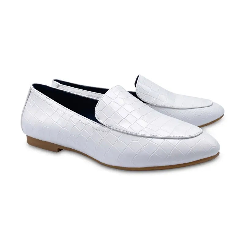 Esporre flax white crocodile pointed slip on - ladies