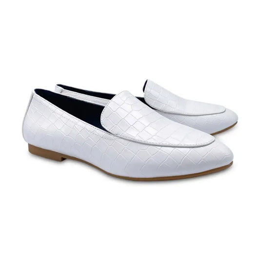 Esporre flax white crocodile pointed slip on - ladies