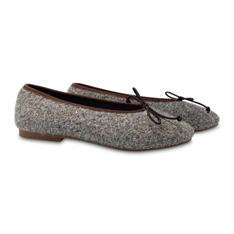 Esporre mel brown grey shearling ballet slip on - ladies