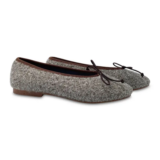 Esporre mel brown grey shearling ballet slip on - ladies