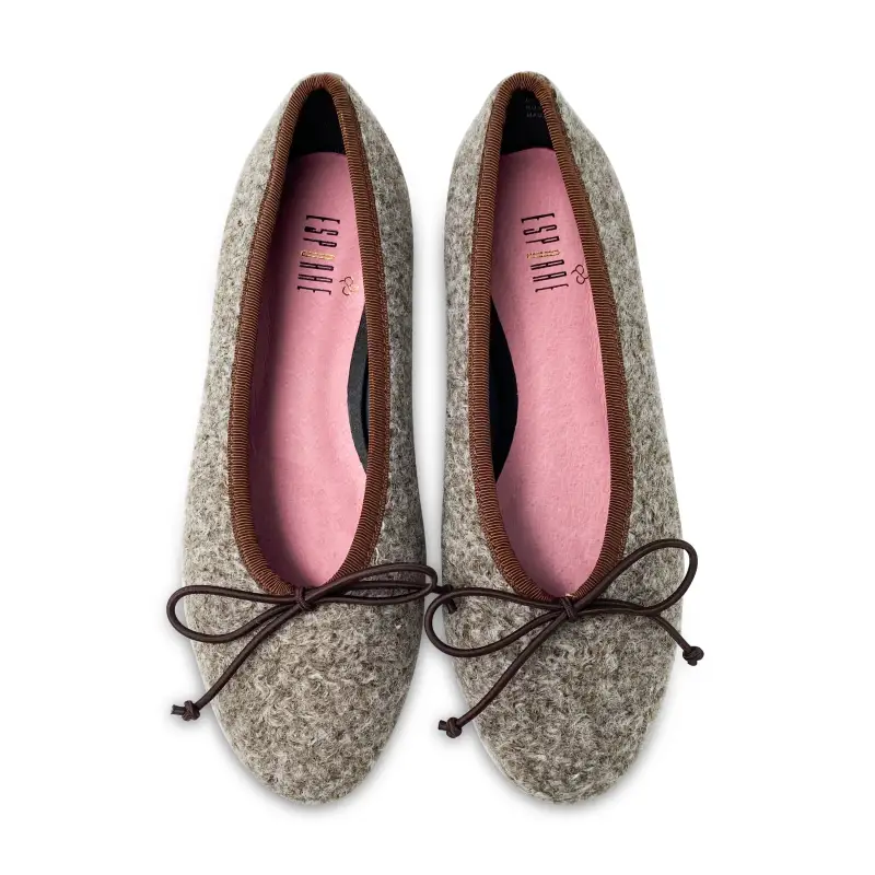 Esporre mel brown grey shearling ballet slip on - ladies