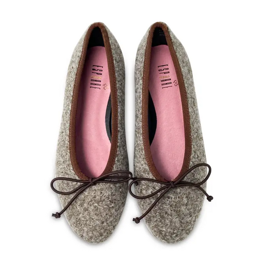 Esporre mel brown grey shearling ballet slip on - ladies