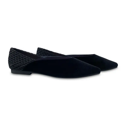 Esporre rine black velvet net detail pointed slip on - ladies