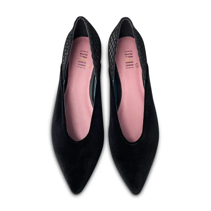 Esporre rine black velvet net detail pointed slip on - ladies