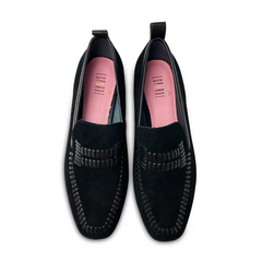 Esporre tom black suede leather stich slip on - ladies