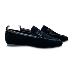Esporre tom black suede leather stich slip on - ladies