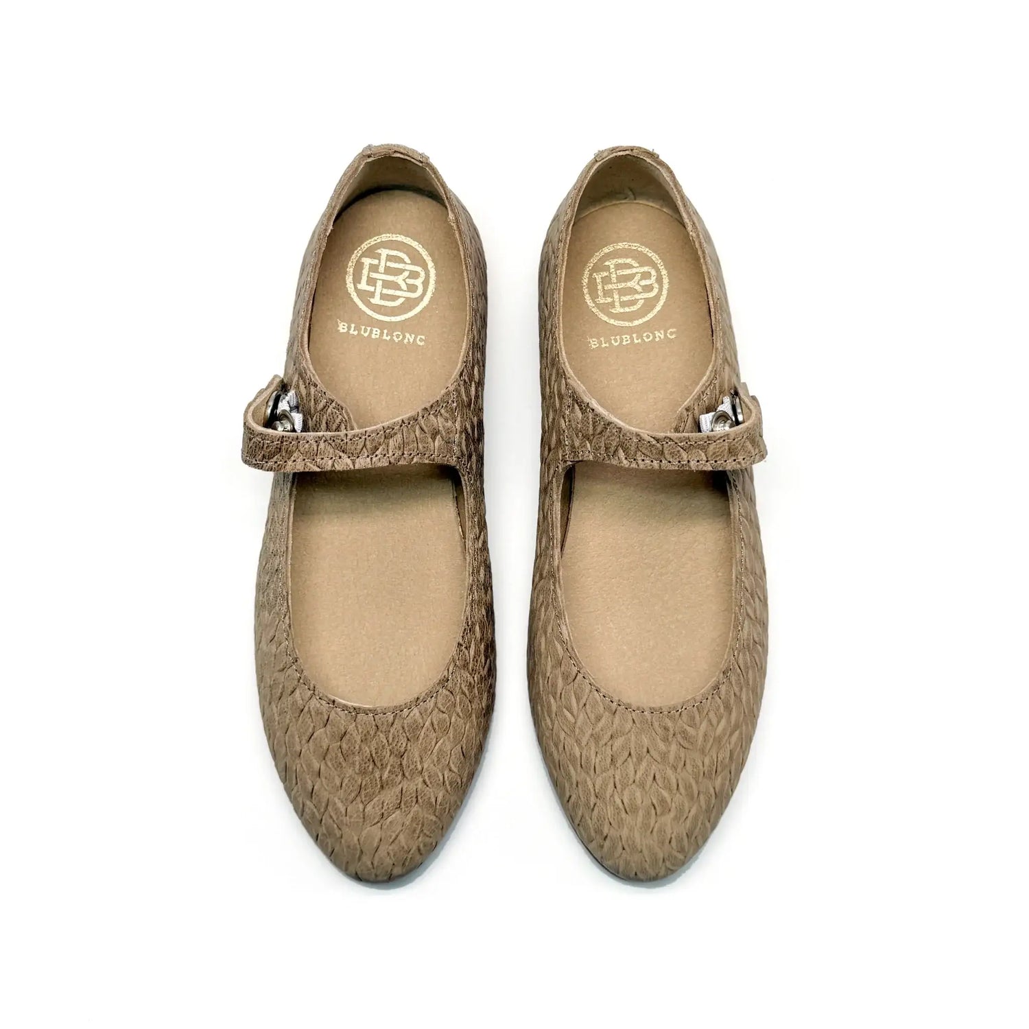 Blublonc calsy taupe mary jane leather shoes fast shipping