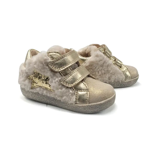Falcotto Alnoite Faux Shearling Platinum Beige Toddler Sneaker - GIRLS