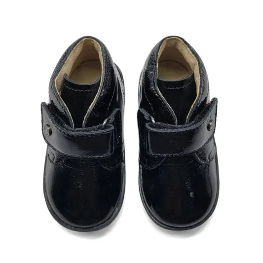 Falcotto conte black patent velcro sneaker - baby