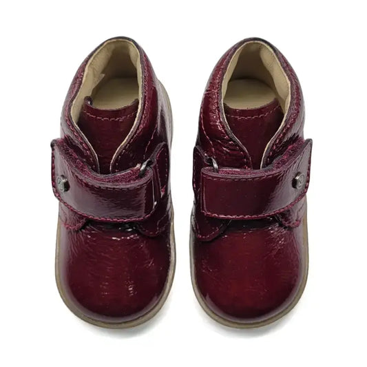 Falcotto conte burgundy patent velcro sneaker - baby
