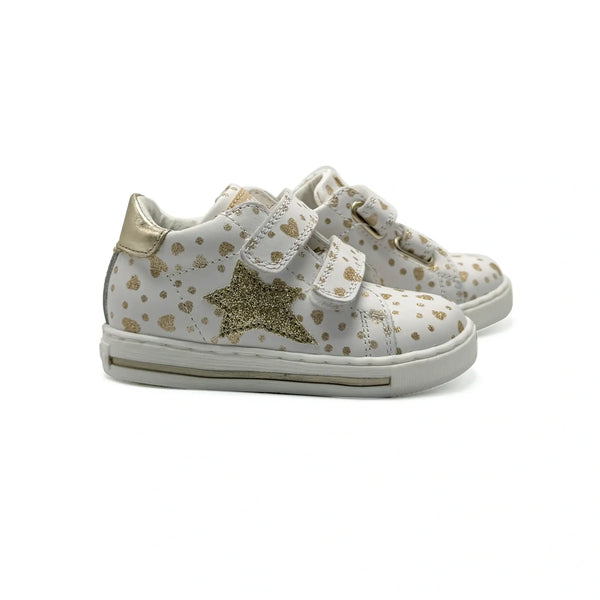 Falcotto Sasha White Platinum Star Velcro Sneaker – Laced Shoe Inc