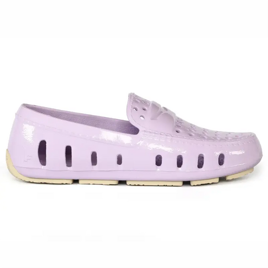 Lavender clog shoe on a white background