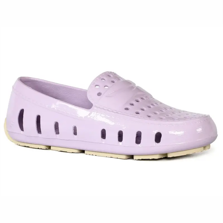 Lavender clog shoe on a white background