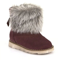 Froddo bordeuex suede faux fur bow bootie g2160041 - girls