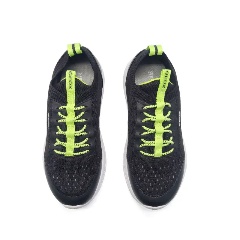 Geox black & green mesh sock sneaker j25gba - boys