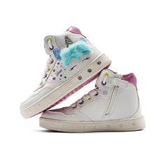 Geox white multicolor light up high top sneaker j368 - girls