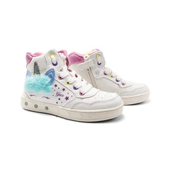 Geox white multicolor light up high top sneaker j368 - girls