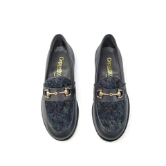 Geppettos black green chain loafer 137120d - girls