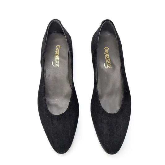 Geppettos black shimmer corduroy pointed ballet 102061 - girls