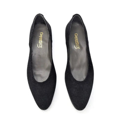 Geppettos black shimmer corduroy pointed ballet 102061 - girls