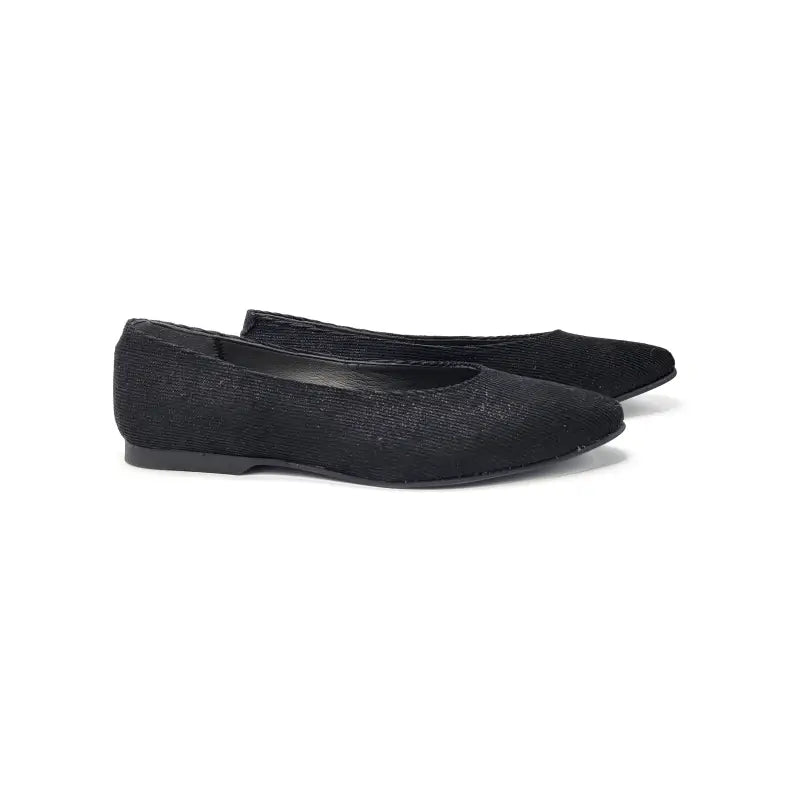 Geppettos black shimmer corduroy pointed ballet 102061 - girls