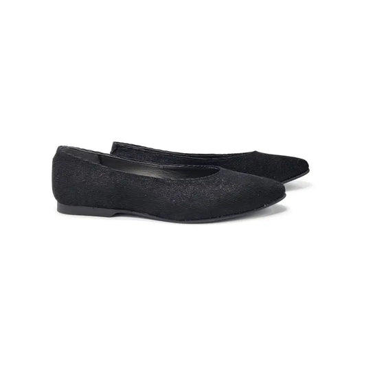 Geppettos black shimmer corduroy pointed ballet 102061 - girls