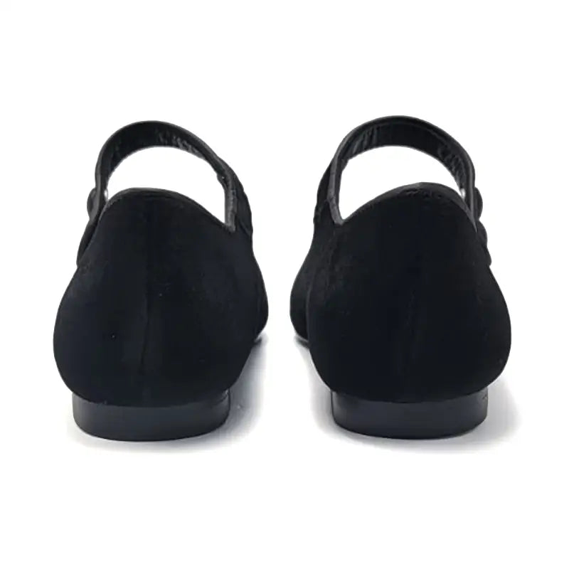 Geppettos black velvet pointy mary jane - girls